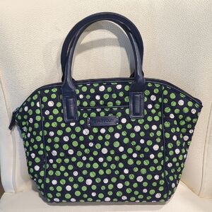 Vera Bradley Navy and Lime Green Polka Dot Tote